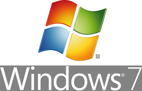 Windows 7 logo. A copyright symbol is next to the logo and text below the logo reads 'Windows 7'